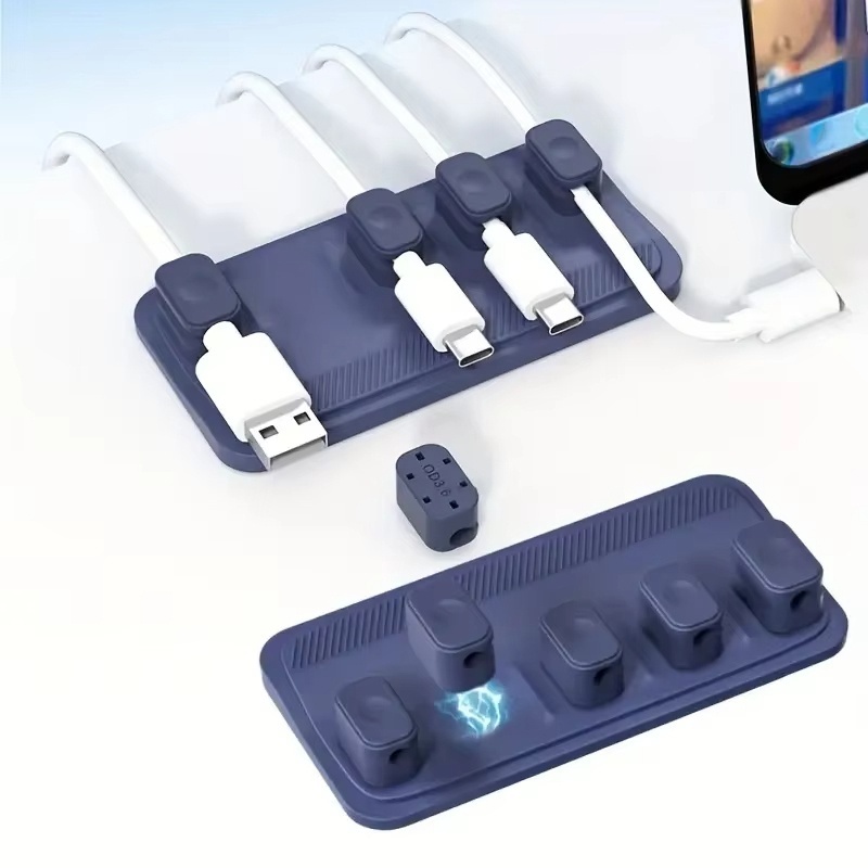 Cable Lock Flexible - Self-adhesive Silicone Magnetic Cable Organizer USB