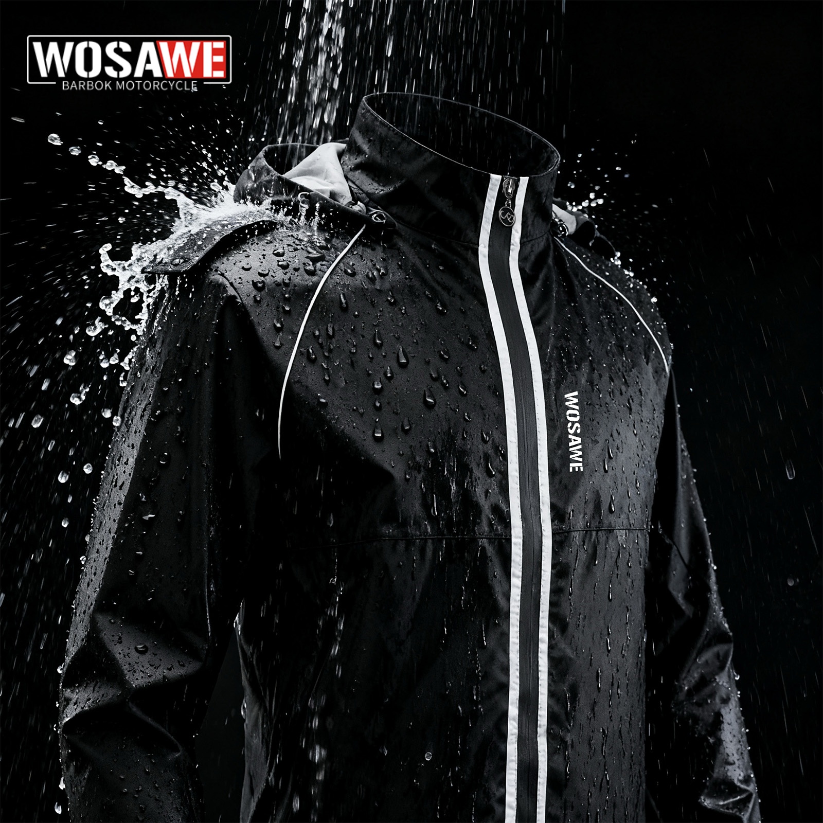 Cycling Commute Rain - WOSAWE Reflective Motorcycle Rain Jacket Waterproof